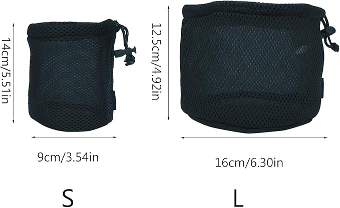 Black Nylon Mesh Bag Travel Stuff Sacks Drawstring Bag Outdoor Pots Storage Bag Camping Tableware Organizers Storage