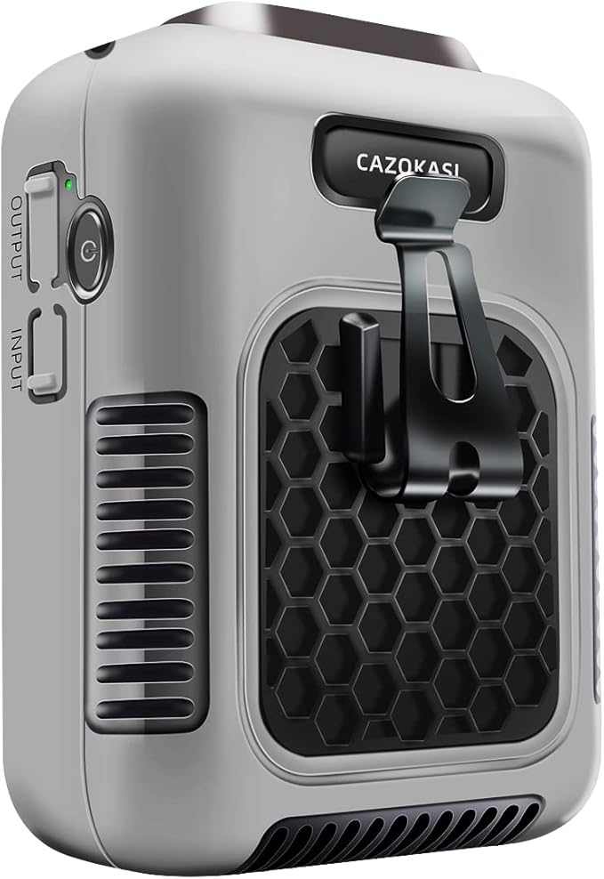 CAZOKASI Upgrade Waist Clip Fan Wearable Fan Portable Cooling and Heatstroke Prevention Fan (Industrial orange black) (Industrial gray black)