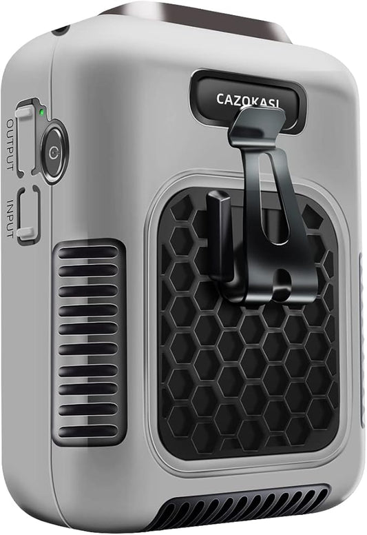 CAZOKASI Upgrade Waist Clip Fan Wearable Fan Portable Cooling and Heatstroke Prevention Fan (Industrial orange black) (Industrial gray black)