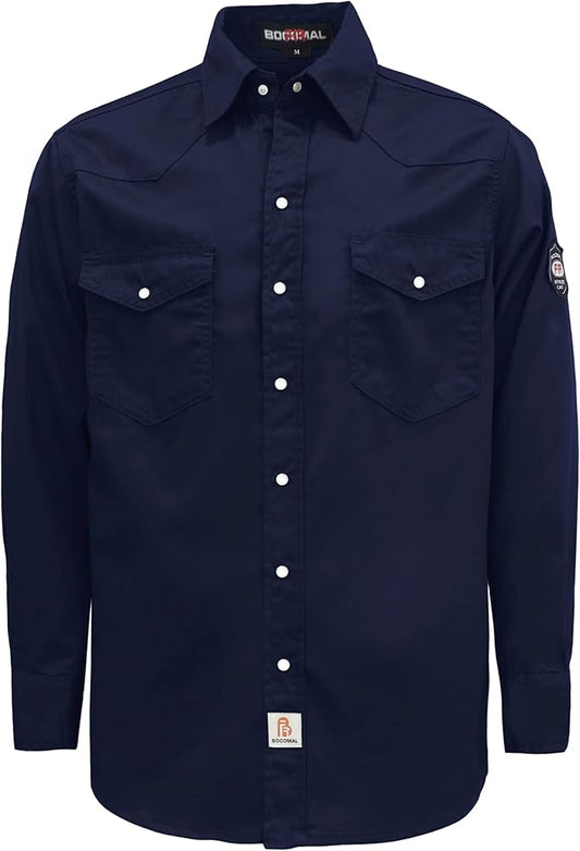 BOCOMAL FR Shirts 6.25oz Lightweight Welding Shirts Flame Resistant Men's Fire Retardant Shirt