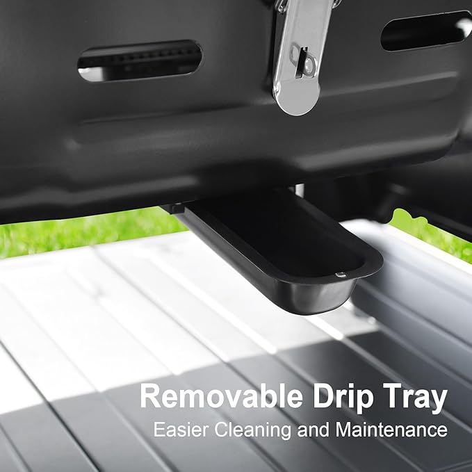 BrandMan Portable 1-Burner Tabletop Propane Gas Grill – Compact BBQ Grill with 239.9 sq.in Cooking Area, Lid Lock, Thermometer & Foldable Legs for Camping, Tailgating & Outdoor Cooking