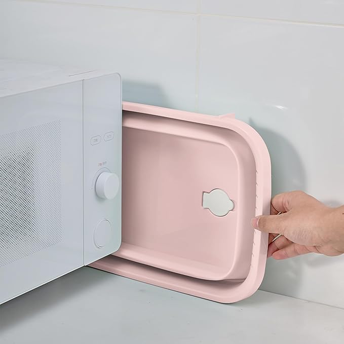 Collapsible Dish Pans, 2Gal (7.5L) Capacity, Plastic Dish Tub Dishpan for Kitchen Sink with Drainage Hole, Foldable Small Wash Basin for Kitchen, Camping, Travel (Pink)