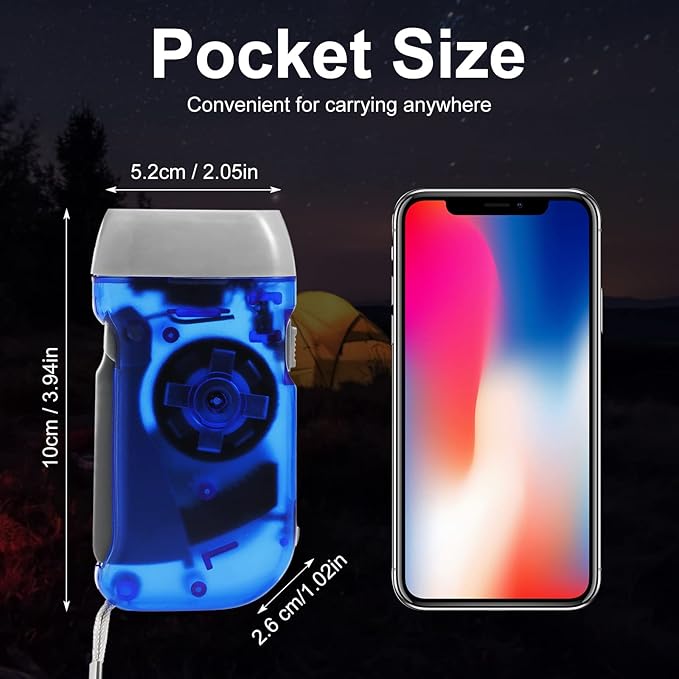 Leelosp 48 Pcs Hand Crank Flashlight No Battery Required Cranked Flashlight Manual Press Flash Light 3 LED Squeeze Light for Camping Hiking Power Outage Gift(Red Blue Yellow Gray)