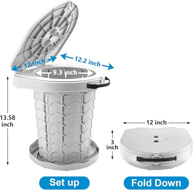 imodomio Retractable Portable Toilet Camping Toilet - Adjustable Height Camp Toilet Portable Potty for Camping, Car, Travel, Boat, Beach, Tent and Emergency Use