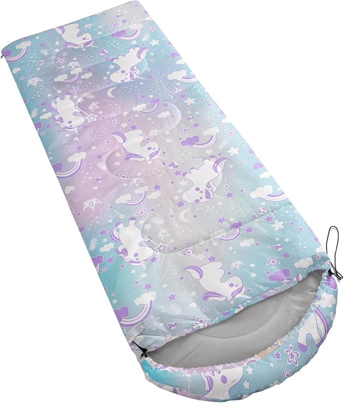 AILONEN Pink Lovely Rabbit Sleeping Bag for Girls Kids Adults,Warm and Cool Weather,Lightweight,Waterproof Backpacking,Cartoon Flowers Printed Bunny Sleeping Bag for Camping