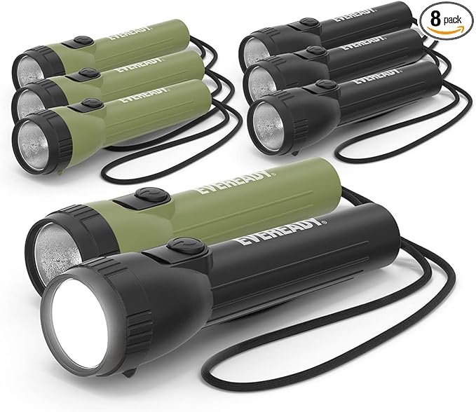 Eveready LED Flashlight (8-Pack) Bright Reliable Flashlights for General Purpose, Great for Camping, Car, Emergency Storm Power Outage Handheld Flashlight (Batteries Included)