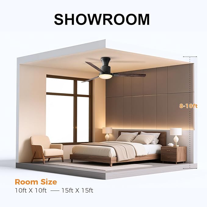 Obabala 52" Outdoor Ceiling Fan, LED Light, Smart Reversible DC Motor, 6 Speeds, Remote & APP Control, Modern Ceiling Fan for Living Room, Covered Porch