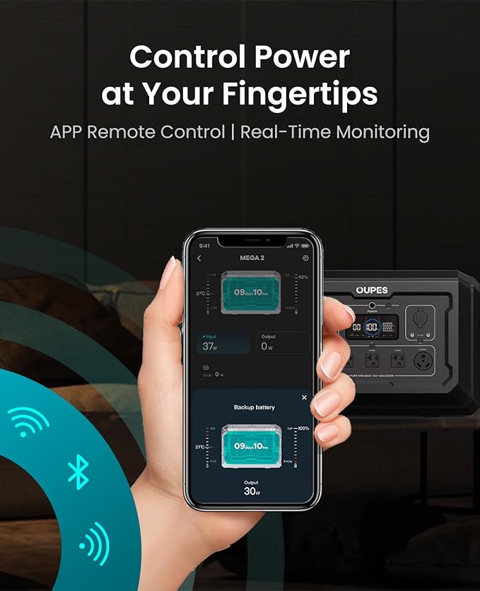 OUPES Mega 2 Portable Power Station Bundle 2500W (5400W Peak), 10.24kWh Expandable LiFePO4 Solar Generator with 4x240W Solar Panels (960W Total) – Off-Grid Solar System