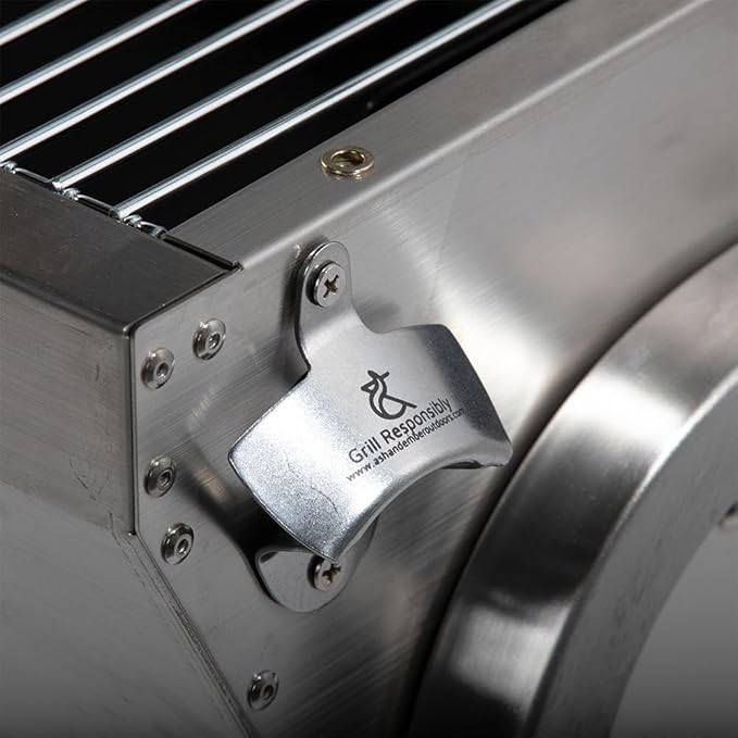 Ash & Ember 13W Stainless Steel BBQ Rotisserie Grill with Windscreen, 4 RPM Rotation Speed, Rated 85 LB for Medium Game, Portable Electric Outdoor Roaster