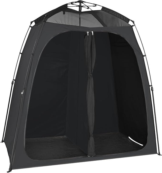 EighteenTek Shower Tent Camping, 2-Room Portable Changing Room, Outdoor Shower Enclosure, Pop Up Privacy Tent Shelter with Floor & Doors, Waterproof & Lightweight, Camping Toilet Bathroom