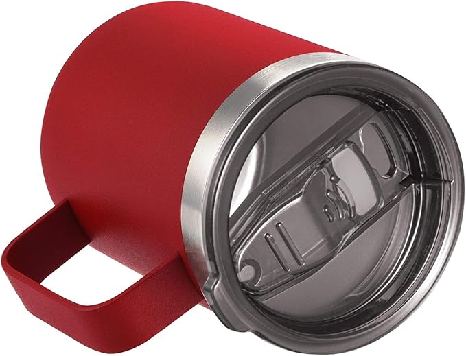 ALOUFEA 12oz Stainless Steel Insulated Coffee Mug with Handle, Double Wall Vacuum Travel Mug, Tumbler Cup with Sliding Lid, Red