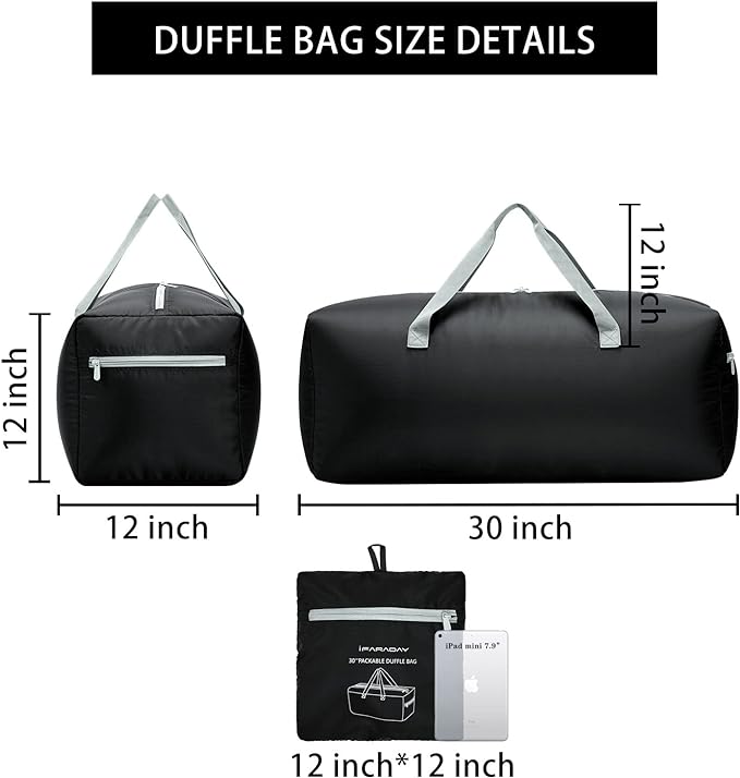 2 Packs Foldable Duffel Bag 30" / 75L Lightweight with Water Rresistant for Travel