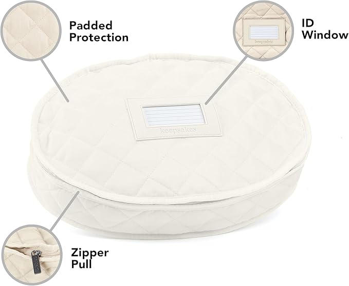 Covermates Keepsakes - Serveware Storage - Padded Protection - ID Window - Stain Resistant - Machine Washable - China Storage, Cream