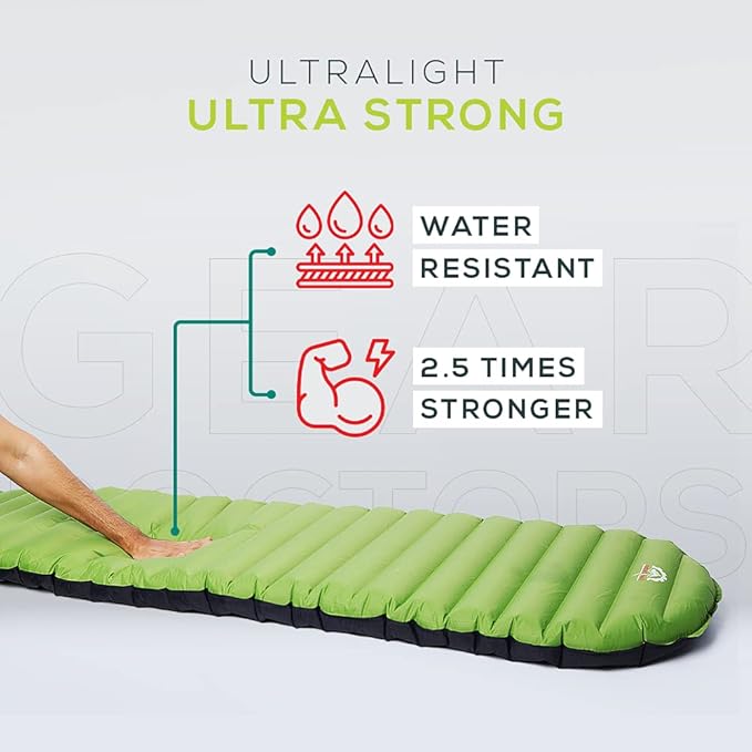 Gear Doctors Camping Pads Self Inflating Ultralight Apollo air 4.3-5.2 R Insulated Camping mats 1.5-3.3 in Must Haves Inflatable Foam air Sleep mat self Inflating air Mattress for Camping cot