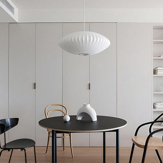 Drum Shade Fabric Pendant Light,Wabi Sabi Cloth Lamp,Adjustable Hanging Lantern Indoor,Mid Century Modern Pendant Lamp for Study Room Office