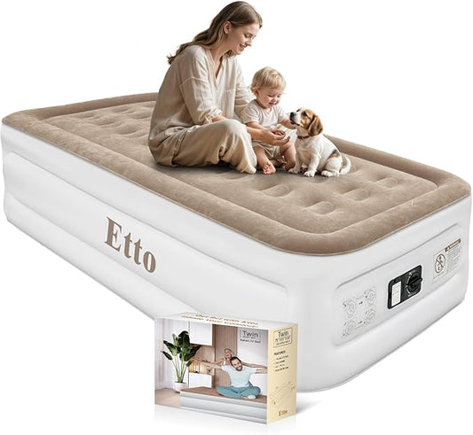 Twin Air Mattress with Built-in Pump, 18 Inch High Inflatable Bed for Camping, Guests & Home – Raised Blow Up Mattress with Storage Bag, Quick Inflation & Deflation, Extra Thick & Waterproof