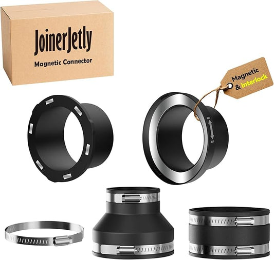 2-1/2 Inch Magnetic With Interlock Dust Collection Kit, Mag Dust Collection Fittings for Dust Collectors, Fast Connect Dust Hose to Machinery Port, Dust Collector/Vacuum Fittings