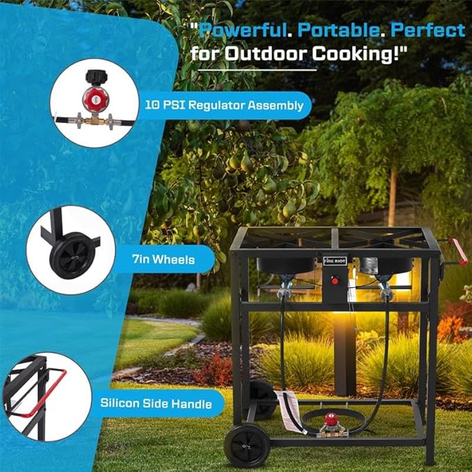 Deep Fryer with Double Burner Propane Stove Outdoor - 2-18QT Aluminum Pots & Frying Baskets- Perfect for fish fryers, Wings, Fries, Cajun Fry