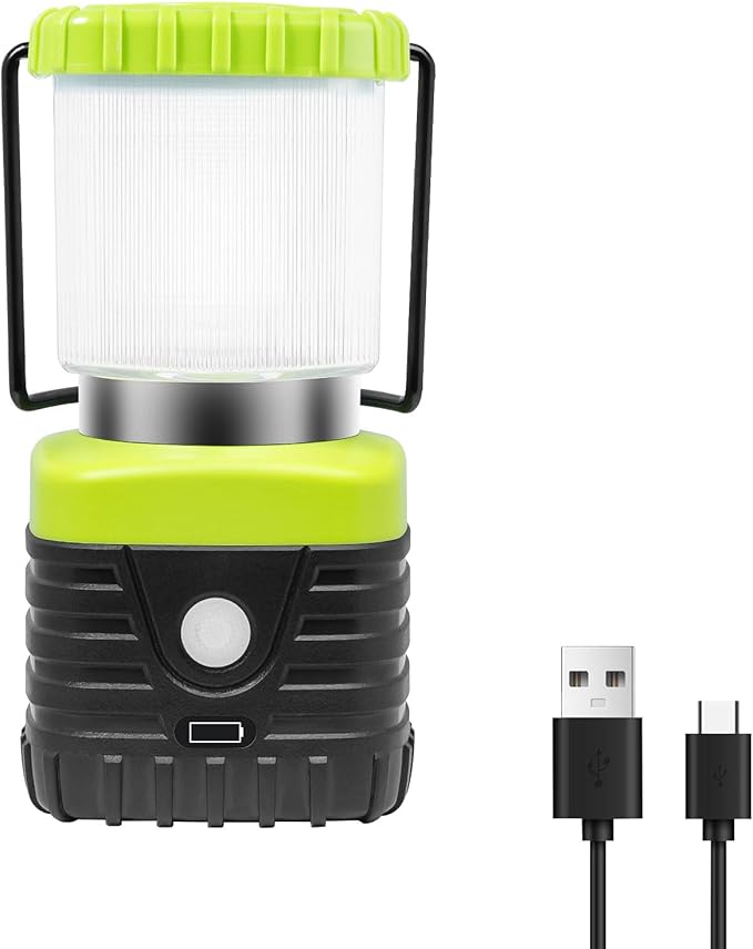 1PCS 3200K Warm Light LED Camping Lantern Rechargeable 1000LM, 4500mAh Power Bank, Flashlight for Hurricane Emergency, Hiking, IP44 Waterproof Lantern(Green)