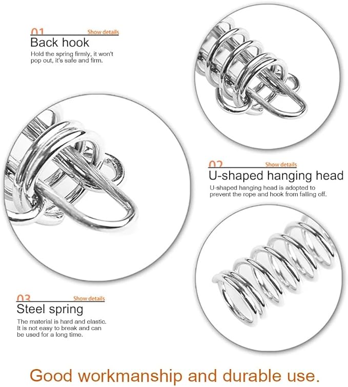 10PCS Tent Spring Buckle, 304 Stainless Steel Porch Swing Springs Heavy Duty, Windproof Tarp Springs, Rope Spring for Awning, Dog Chain Tension Springs, Sun Sail Shades Springs Tension