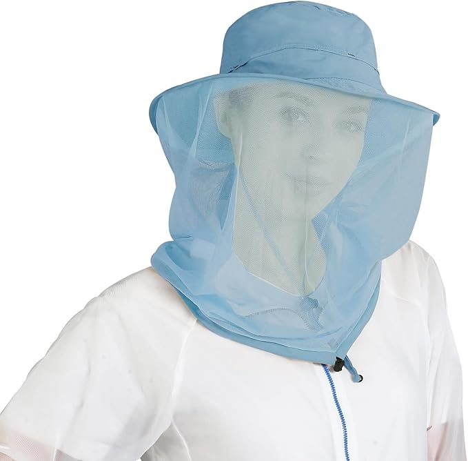 Fishing Hat Sun Protection Hat Mosquito Head Net for Outdoors Bucket Hat with Hidden Net Mesh