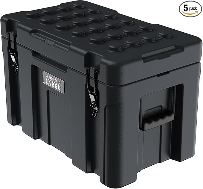 CAMP-ZERO Premium 78L Cargo & Equipment Storage Case with Coated Stainless Steel Latching and Locking System (Black)