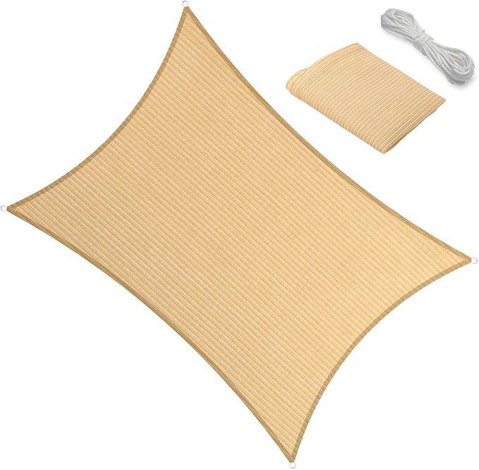 8' x 24' Beige Outdoor Sun Shade Sail Canopy ??UV Resistant Permeable Awning Fabric for Patio, Garden, Backyard, Pergola, Carport, Lawn Shelter Cover