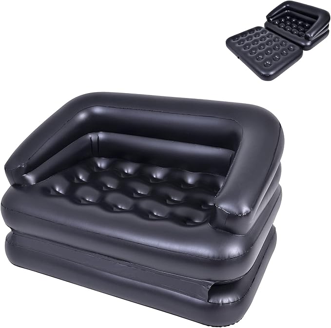 Inflatable Couch Air Sofa Bed, Blow Up Sofa for Camping Waterproof, Black
