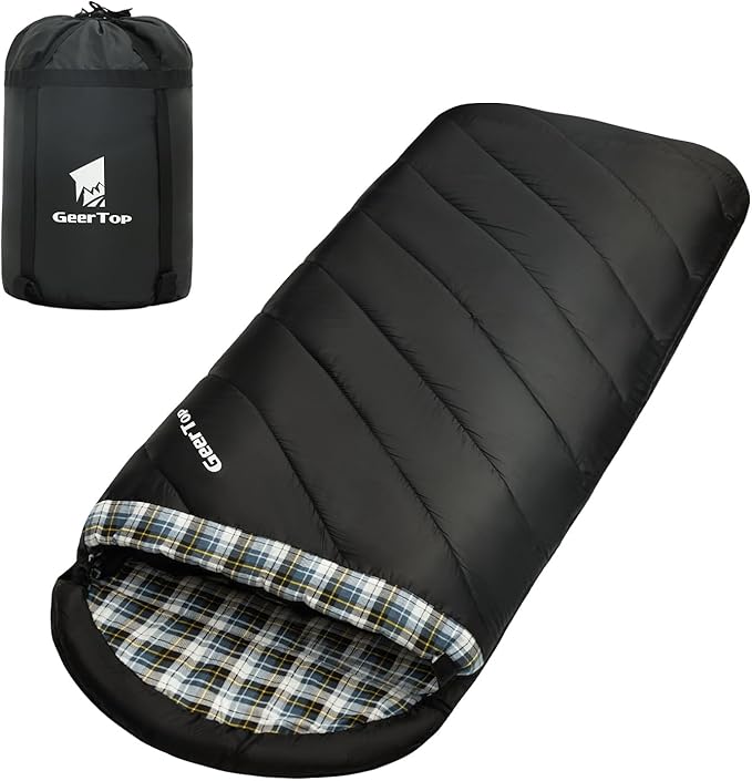 GEERTOP Flannel Sleeping Bag for Adults XXL 4 Season, 0 Degree Sleeping Bag for Winter Cold Weather