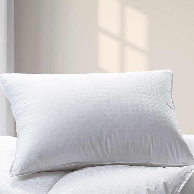 Cuddledown Dreamstead Premium Sleeping Pillow| European White Goose Down | 700 Fill Power | 300 Thread Count 100% Cotton Shell | Windowpane Weave | Hypoallergenic | Handcrafted | Queen - Medium