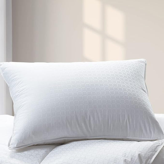 Cuddledown Dreamstead Premium Sleeping Pillow| European White Goose Down | 700 Fill Power | 300 Thread Count 100% Cotton Shell | Windowpane Weave | Hypoallergenic | Handcrafted | Queen - Soft/Thin