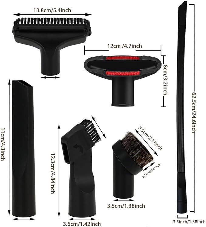 11 PCS Universal Vacuum Attachments & Brushes Kit - Hardwood Floor Vacuum Brush Head Attachment & Universal Adapter Kit Compatible with Shop Vacs 2-1/4'' 1-7/8'' 1-3/8'' 1-1/4 Inch Vacuum Accessories