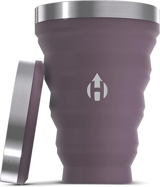 HYDAWAY 16oz Collapsible Pint - BPA-Free Silicone Cup with Stainless Steel Rim - Reusable, Packable, and Durable for Camping, Travel & Everyday Use