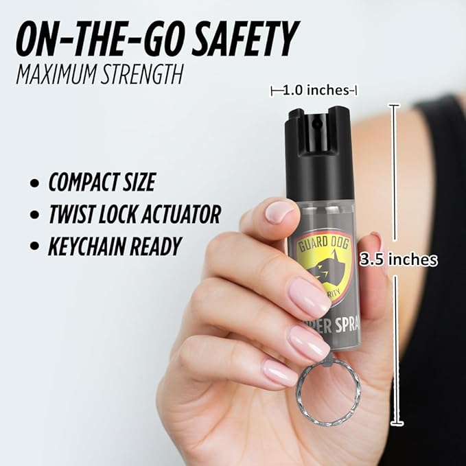 Guard Dog Security Pepper Spray Keychain Self Defense for Women and Men, Safety Twist Top to Prevent Accident,16 feet Range, Small, Mini Pepper Spray, Made in USA