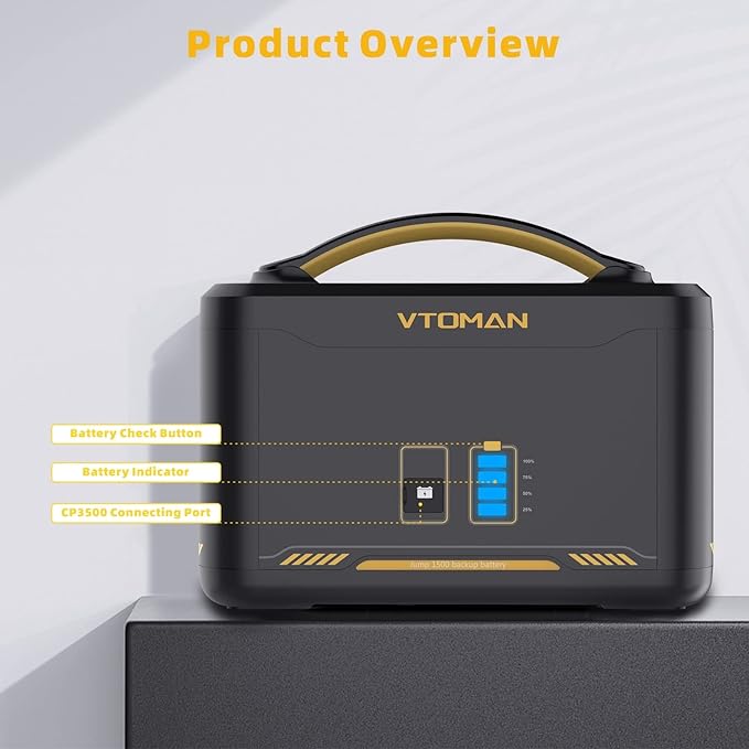 VTOMAN Jump 1500 Extra Battery, 1548Wh Large Capacity LiFePO4 Battery with BMS Protection for Camping, Home Backup, Suitable for VTOMAN Jump 1500X/Jump 1800 Portable Power Station Expand Capacity