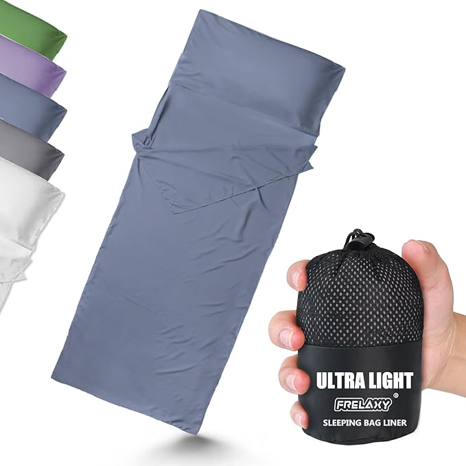 Frelaxy Ultralight Sleeping Bag Liner - Lighter & Compact, 3 Sizes Travel Sheets & Adult Sleep Sack, Comfy Breathable & Cooling & Silky Soft, Quick-Drying, for Backpacking, Hotel, Camping, Hostels