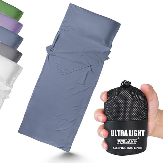 Frelaxy Ultralight Sleeping Bag Liner - Lighter & Compact, 3 Sizes Travel Sheets & Adult Sleep Sack, Comfy Breathable & Cooling & Silky Soft, Quick-Drying, for Backpacking, Hotel, Camping, Hostels