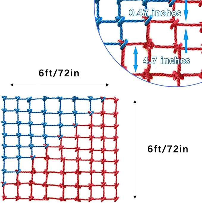 Climbing Cargo Net - Heavy Duty Large Military Net for Kids Outdoor, Safety Protection, Rope Ladder, Jungle Gyms, Swingset, Treehouse - Polyester Playground