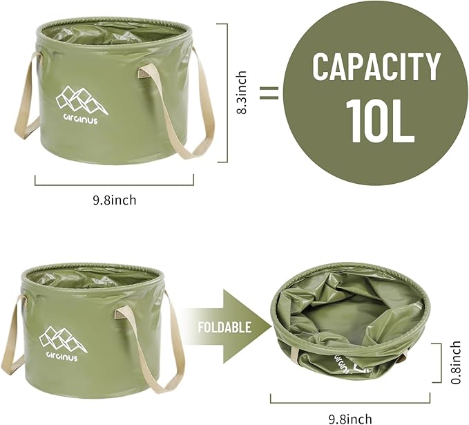 CIRCINUS Collapsible Water Bucket 5.28 gallons (20 liters) Portable wash Basin for Camping Fishing Travel Outdoor Gardening car Washing (Green)