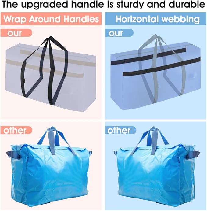 Duffle Bag for Travel, 24Gallons Bag Foldable Travel Duffel Bag Tote Carry on Luggage Duffle Overnight for Women and Men, Large Collapsible Waterproof Suitcase with Zippers and Handles, Blue