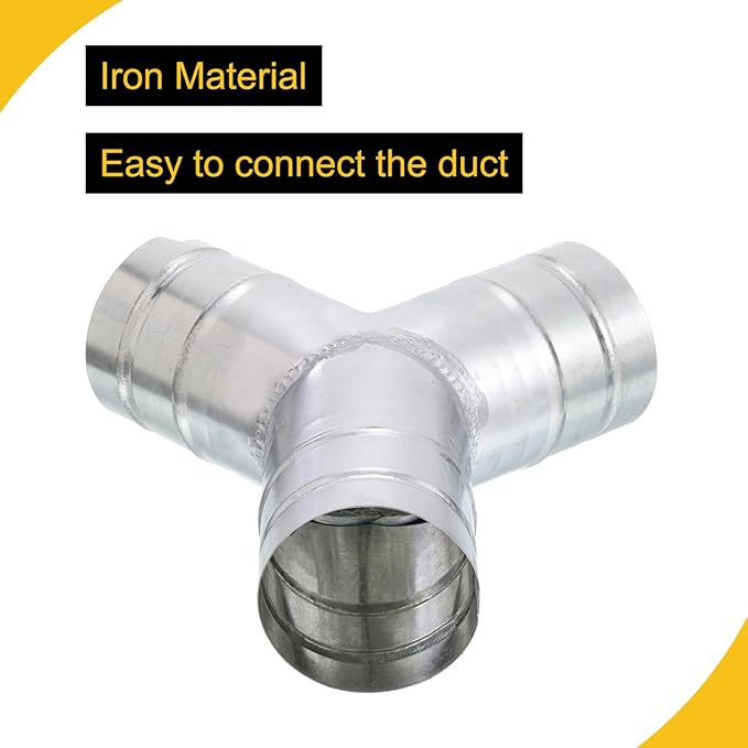 3" Inch Galvanized Steel Y Shape 3 Way Duct Splitter - 45 Degree HVAC Ventilation Fitting for Dryer Vent, Exhaust Fan & Dust Collection Systems