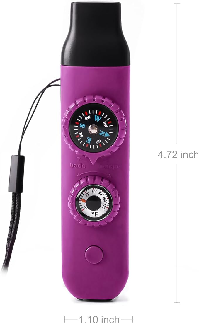 Emergency Survival Safety Whistle，Whistle for Kids with Lanyard,Compass,Thermometer,Ideal for Kayaking, Boating, Hiking, Camping, Climbing