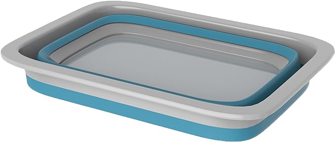 Collapsible Bucket - 7.27-Liter Multipurpose Wash Bin for Camping, Beach Trips, Tailgating Parties, and Cleaning Supplies by Wakeman (Blue)