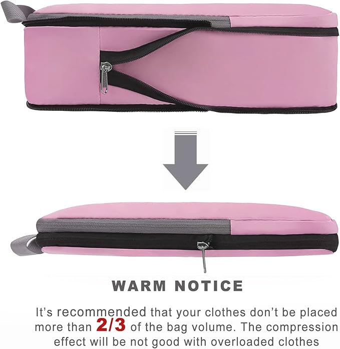 BAGAIL 4 Set/6 Set/8 Set Compression Packing Cubes Travel Accessories Expandable Packing Organizers (Cloth Pattern, 4-Pink)