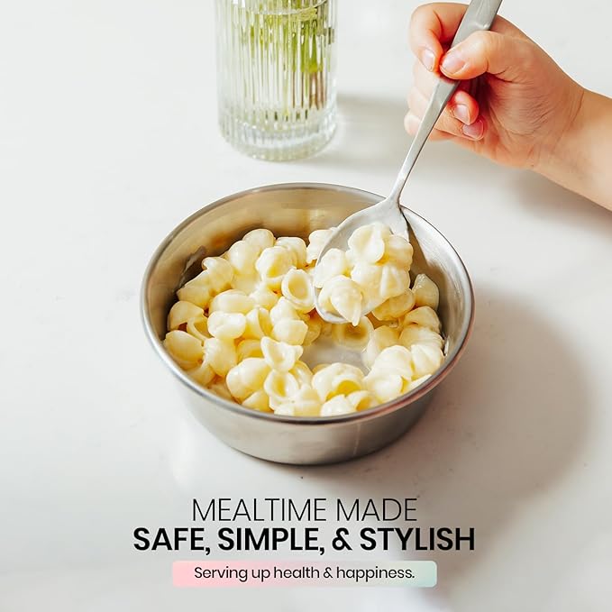 Children's Stainless Steel Bowl Set | Set of 4 bowls | 304 18/8 Stainless Steel |10 ounces | Matte Finish | Toxin Free | 100% BPA Free | Dishwasher Safe