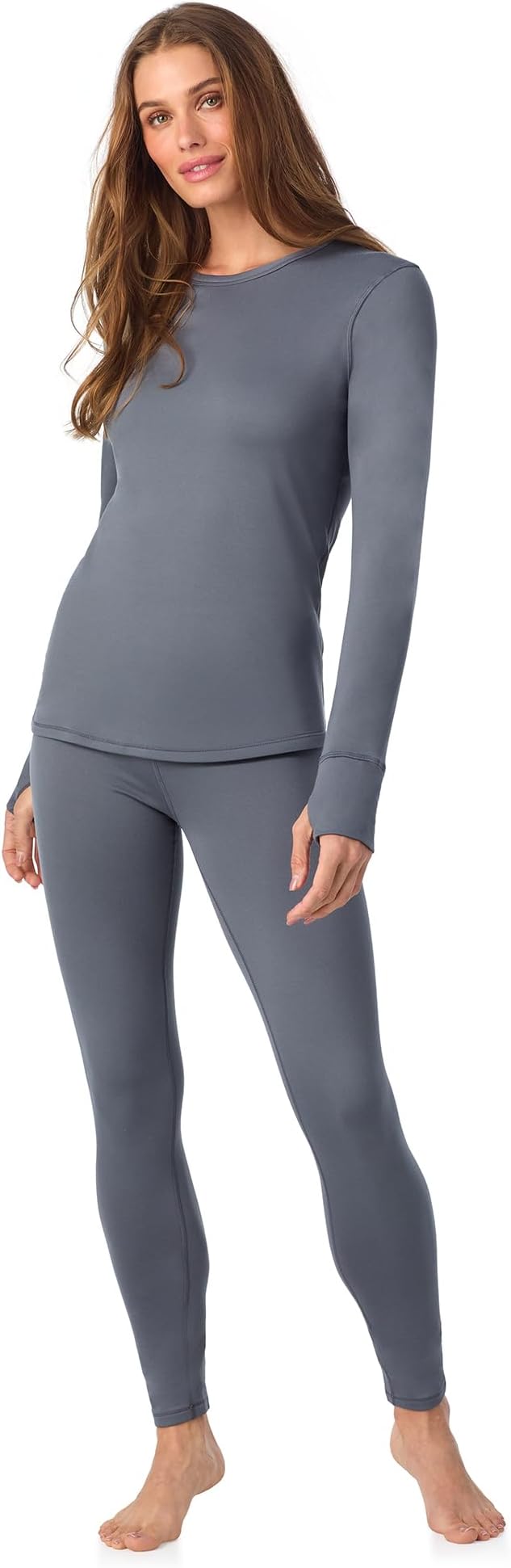 Cuddl Duds Womens Fleece Lined Thermal Base Layer Set – Long Sleeve Shirt & Leggings for Cold Weather – Lounge Set for Women