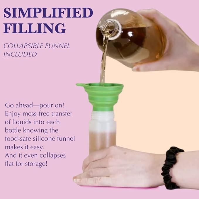 6-Pack Condiment Squeeze Bottles for Sauces - Includes Funnel, Erasable Marker & Reusable Labels, Perfect for Salad Dressings, Liquids, and Ketchup, Durable Plastic 4 oz Bottles