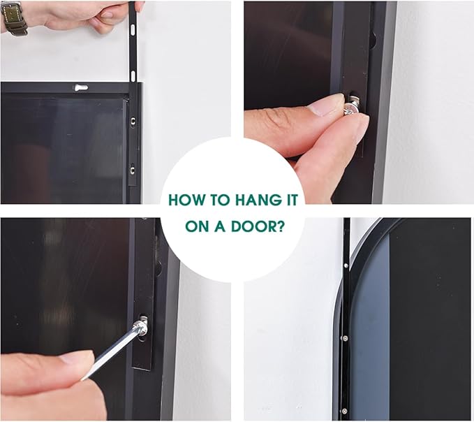 48"x14" Black Full Length Mirror – Door Hanging Mirror, Over The Door Mirror for Bathroom, Bedroom, Living Room & Locker Room