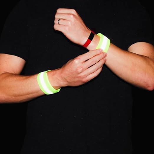 4 PCS Reflective Wrist Strap 4x1.5cm Safety Gear Reflective Wristbands High Visibility Ankle Bands Reflector Armband Self-Adhesive Reflective Bands for Walking,Night Sports Fluorescent Green