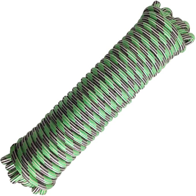 Diamond Braided Polypropylene Rope Nylon Rope Mix Thick Heavy Duty Ropes 3/8 inch 60ft High Strength Perfect for Clothesrope Camping Hiking and Other Outdoor Activities Green
